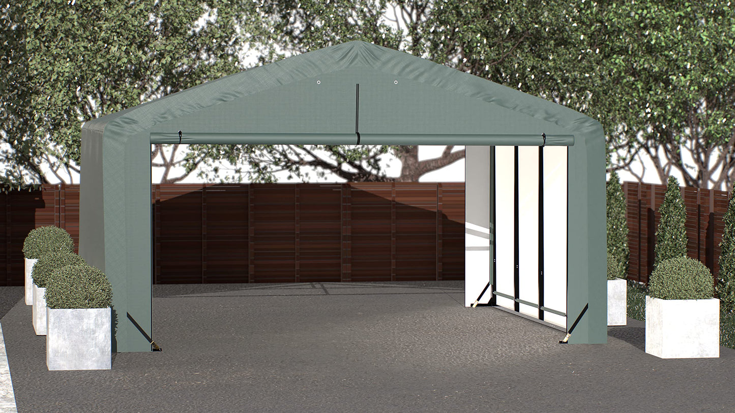 ShelterLogic ShelterTube Garage & Storage Shelter, 20' x 18' x 12' Heavy-Duty Steel Frame Wind and Snow-Load Rated Enclosure, Green