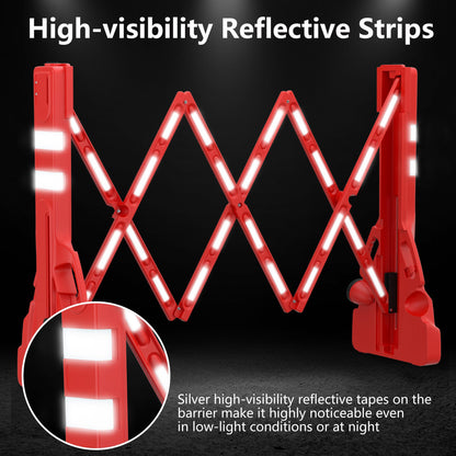 RELIANCER Expandable 7.41ft Safety Barricade,Retractable Security Barrier Water Filled Weighted Base,Adjustable Traffic Barricades,Outdoor Crowd Control Barriers,Driveway Isolation Gate,Garden Fence