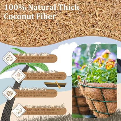 Legigo 10-Inch Coco Liner Replacement - 100% Natural Coconut Fiber for Hanging Baskets | 4 Pack