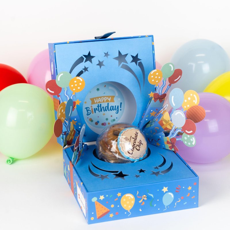 Happy Birthday Bloom Box by Send A Cake with 4 Individually Wrapped Gourmet Cookies (Lemon, Peanut Butter, Chocolate Chip, Oatmeal) – Ready to Gift, No Assembly Needed – Unique Birthday Gift for Women, Men, Adults & Kids