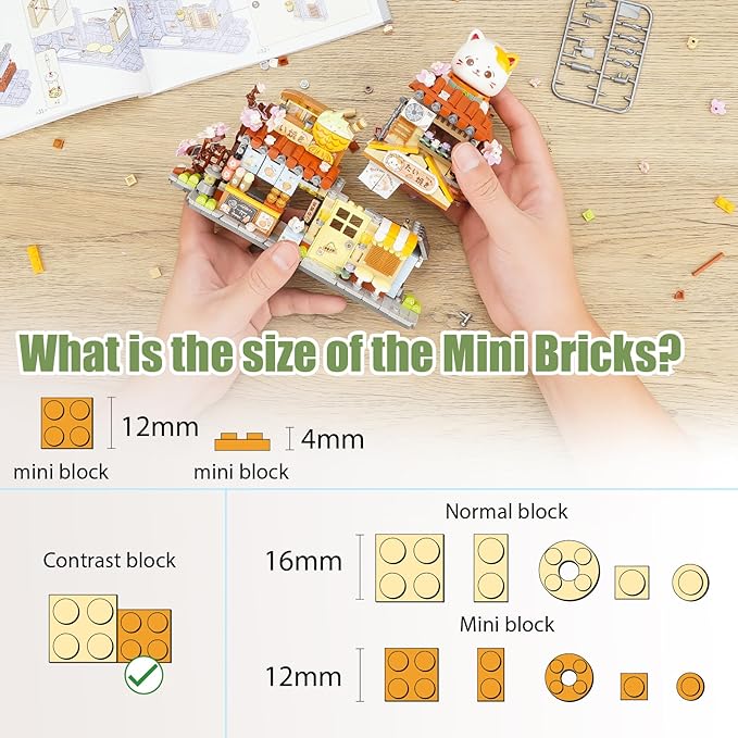 Japanese Street View Taiyaki Shop Mini Building Blocks for Girls 6-12 MOC Creative Building Toys Cute Panda Building Set Simulation Architecture Construction Toy Gift Idea for Kids Adults (923 PCS)