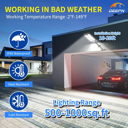 Solar Lights Outdoor, IP66 Waterproof Street Lights Outdoor, 6500K Dusk to Dawn Solar Security Flood Lights Motion Sensor with Remote Control for Yard, Entryway Garage, Porch 4 Pack