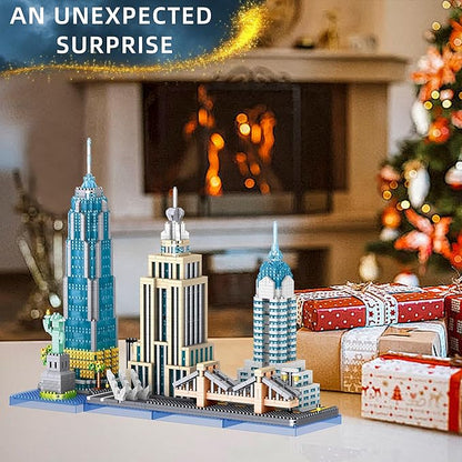 New York Skyline Micro Mini Building Blocks Set - 3262PCS Famous New York Landmarks Model Toys Building Bricks Kit for Adults Ideal Architecture Building Blocks Home&ampOffice Décor Gift(New York)