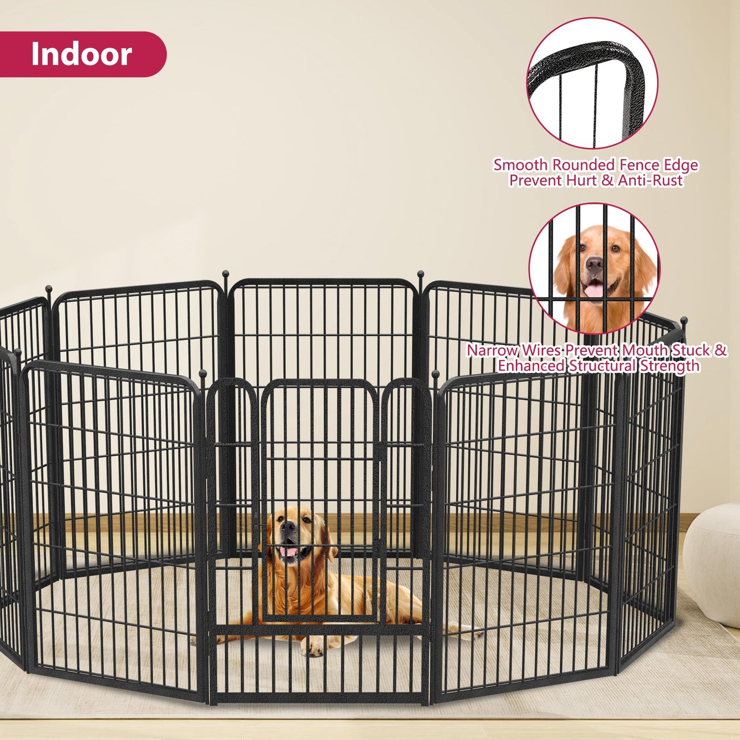 Jhsomdr Dog Playpen 32 inch 10 Panels Portable Pet Fence Outdoor for Yard Indoor Dog Pen for Medium/Small Animals, Large Pet Puppy Playpen Heavy Duty Pet Fence for RV Camping, Yard