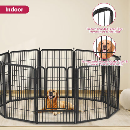Jhsomdr Dog Playpen 32 inch 10 Panels Portable Pet Fence Outdoor for Yard Indoor Dog Pen for Medium/Small Animals, Large Pet Puppy Playpen Heavy Duty Pet Fence for RV Camping, Yard