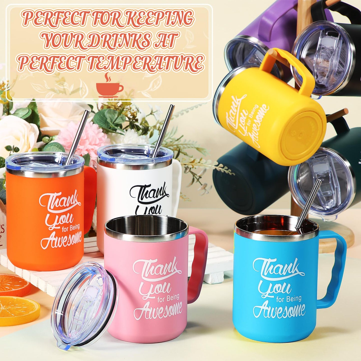 Umigy 48 Pcs Employee Appreciation Coffee Mug Gift Bulk Thank You 17oz Drinking Cup Stainless Steel Insulated Travel Tumbler Graduation Inspirational Gift for Coworker Staff Nurse Teacher Team