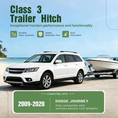 ALMULOO Trailer Tow Hitch 2 Inch Receiver Class 3 Compatible with 2009-2020 Dodge Journey (Only Compatible with Vehicles Without LED taillights)