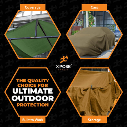 Xpose Safety Canvas Tarp - 10oz White Canvas Tarps Heavy Duty Water Resistant with Brass Grommets- Multipurpose Outdoor Tarpaulin for Camping, Canopy, Trailer, Equipment Cover 20' x 30'