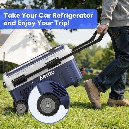 Aeitto 12 Volt Car Refrigerator, 32QT(30L) Dual Zone Portable Car Fridge Freezer -4℉-68℉ Electric Cooler Dual Temp Control Cooling Freezing 12/24V DC & 100-240V AC for Travel, Camping, RV, Road, Home
