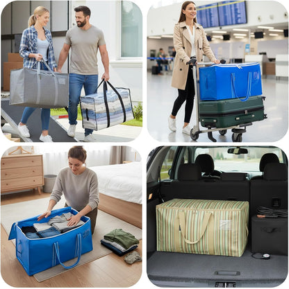 BALEINE Oversized Moving Bags - Heavy-Duty Storage Totes with Reinforced Handles | 6-Pack in Royal Blue