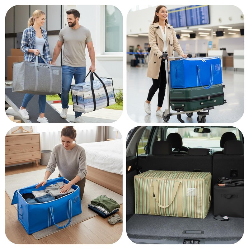 BALEINE 2-Pack Oversized Moving Bags with Reinforced Handles, Heavy-Duty Storage Tote for Clothes, Moving Supplies (Royal Blue, 2-Pack)