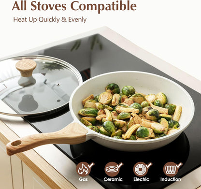 SENSARTE Nonstick Ceramic Frying Pan - 12.5 Inch Healthy Omelet Skillet with Lid | Induction Compatible, PFAS-Free