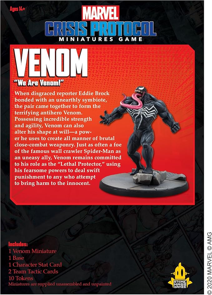 Marvel: Crisis Protocol Venom CHARACTER PACK - Embrace the Power of the Symbiote! Tabletop Superhero Game Ages 14+ 2 Players 90 Minute Playtime Made by Atomic Mass Games