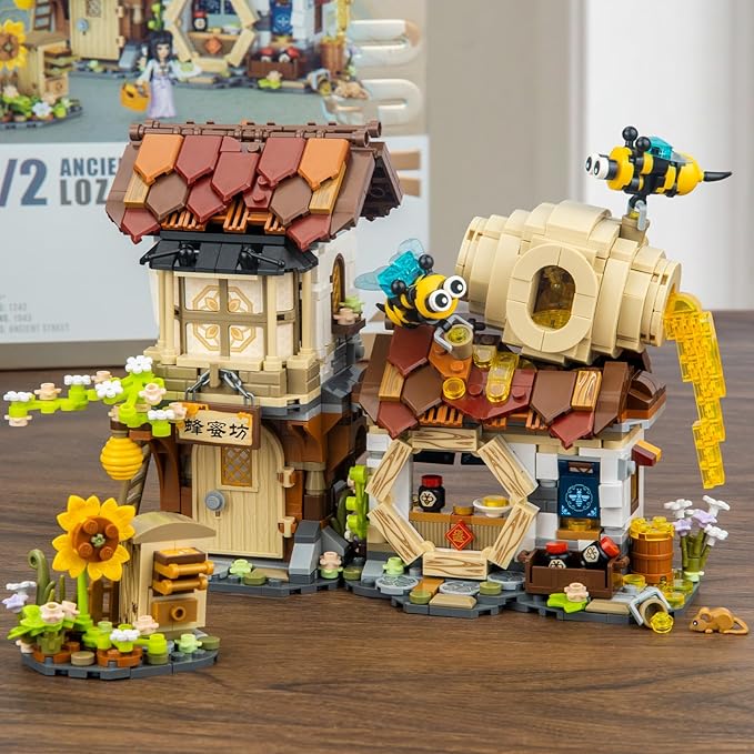 HIGH GODO Honey Workshop Mini Building Set MOC Street View Simulation Architecture Toy Collectible Gifts for Adults Teens Ages 14+ NOT Compatible with Classic Bricks (1242 PCS)