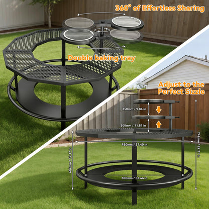 Fire Pit Surround Tabletop - 360° Fire Pit Guard for Solo Stove Bonfire & Ranger, Portable Protective Barrier for Wood Burning Fire Pits Up to ⌀21", UV-Resistant Outdoor Fabric (Firepit Not Included)