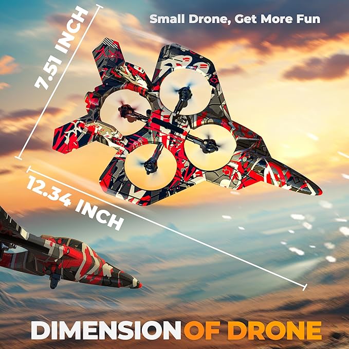 BEZGAR RC Plane Foam Remote Control Airplane Drone for Kids RC Aircraft for Boys and Girls Fighter Jet Helicopter with LED Lights Altitude Hold 360° Flip Stunt Rotation Toy Airplane Red
