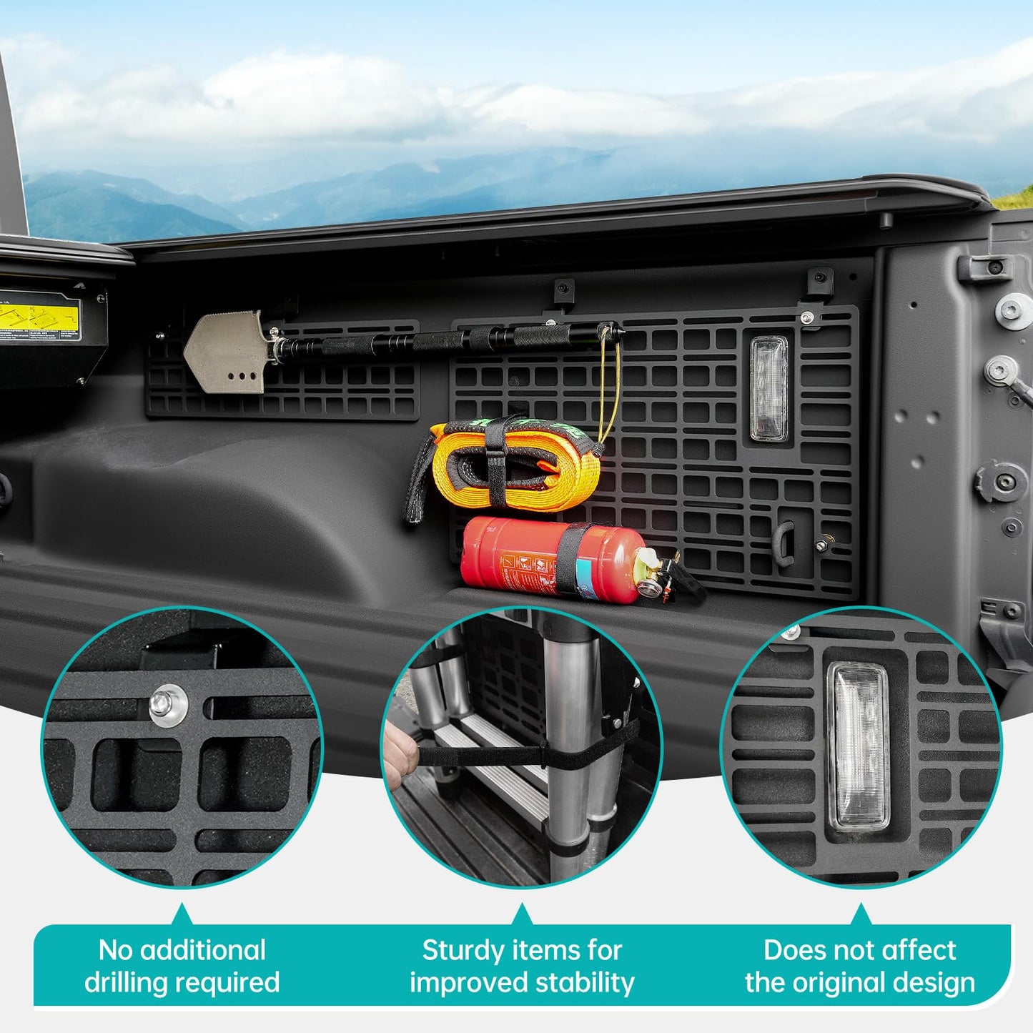 OUSUWO Side Truck Bed Molle Panel Rack System Compatible with 2019-2024 Jeep Gladiator JT 5FT Accessories Cargo Storage Organizer Tools Rack Fit for 19-24 Gladiator JT Accessories (Not Fit 2025)