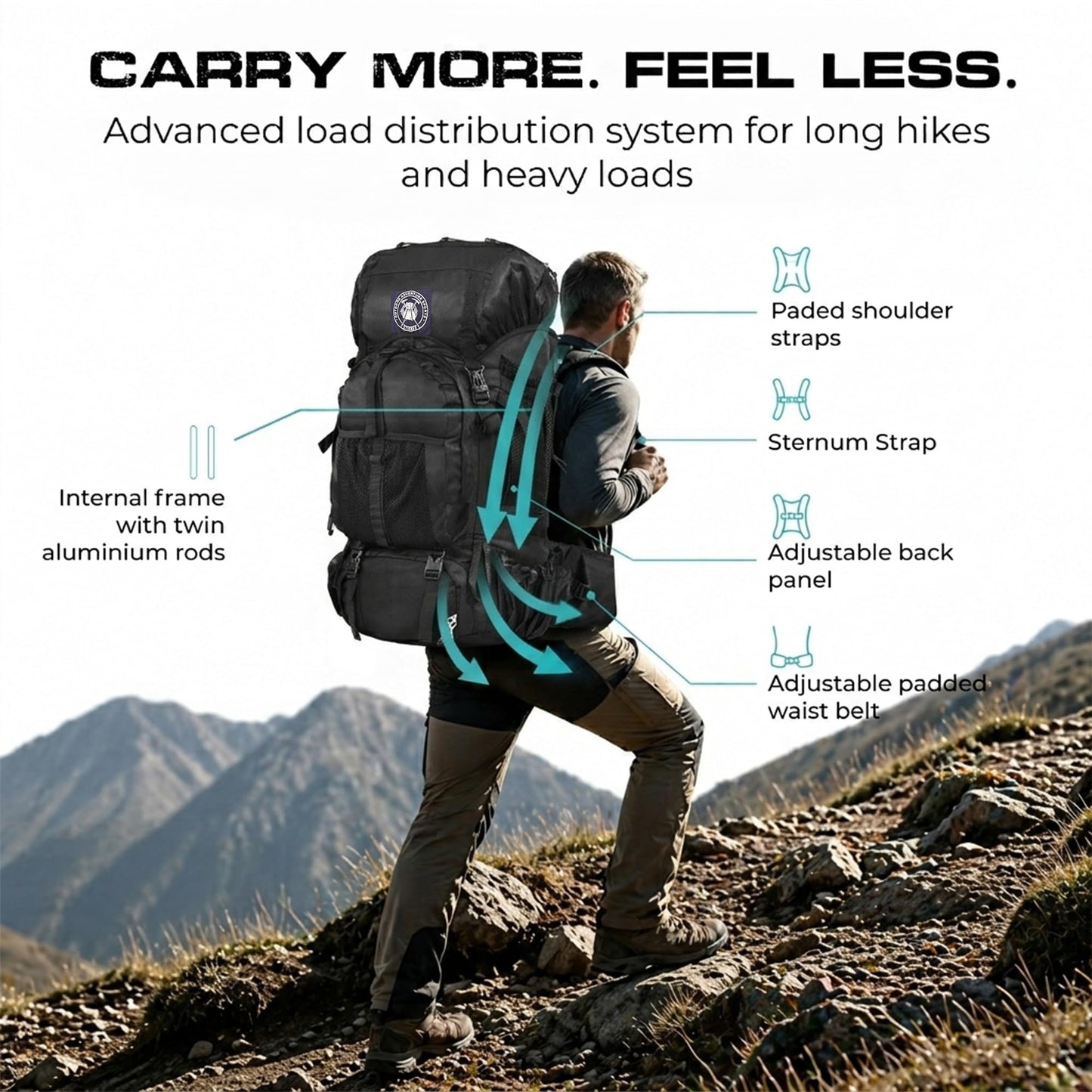 Stikage Expedition 80L Internal Frame Hiking Backpack for Men and Women – Lightweight Waterproof Trekking & Camping Backpack with Rain Cover – Adjustable Back Length, Hydration Bladder Compatible