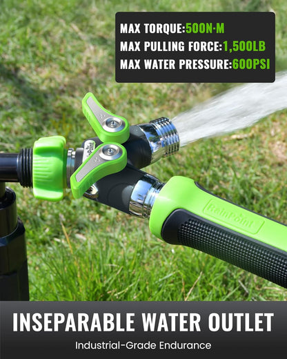 RAINPOINT Garden Hose Splitter - 2 Way Heavy Duty Y Spigot with Shutoff Valves & Metal Handle | 3/4" GHT Thread, Green