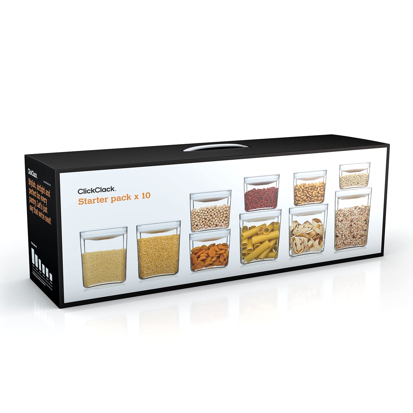 ClickClack Pantry-Cube Food Storage Containers, White, Set of 10