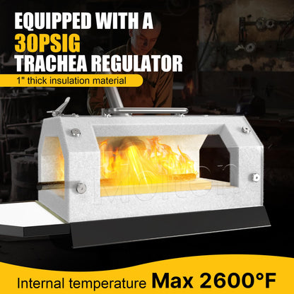 MMasters Mini 1 Burner Propane Forge 2600°F Gas Forge for Blacksmithing Tools, Knife Making Kit, and Bladesmithing – Portable Metal Set with Beginners Welding Package