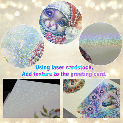 MVVMTOP 6pcs Diamond Painting Greeting Cards for Blessings and Wishes, Grandma DIY Special Shape Crystal Diamond Art Partial, Surface flash Paper Material, DIY Gifts for Christmas Thanksgiving Day