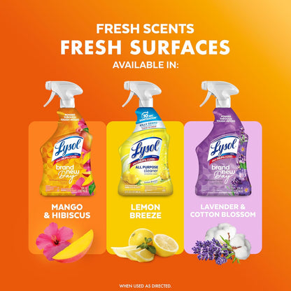 Lysol All-Purpose Cleaner Spray - Multi-Purpose Disinfectant for Kitchen & Bathroom | Mango & Hibiscus, 32 Fl Oz