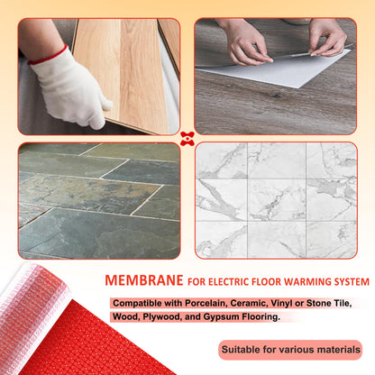 MAXKOSKO Heating Cable Underlayment Membrane, Easy Installation and Uncoupling Heated Floor Mat, Waterproof and Tile Anti-Fracture 161 Sq. Ft.