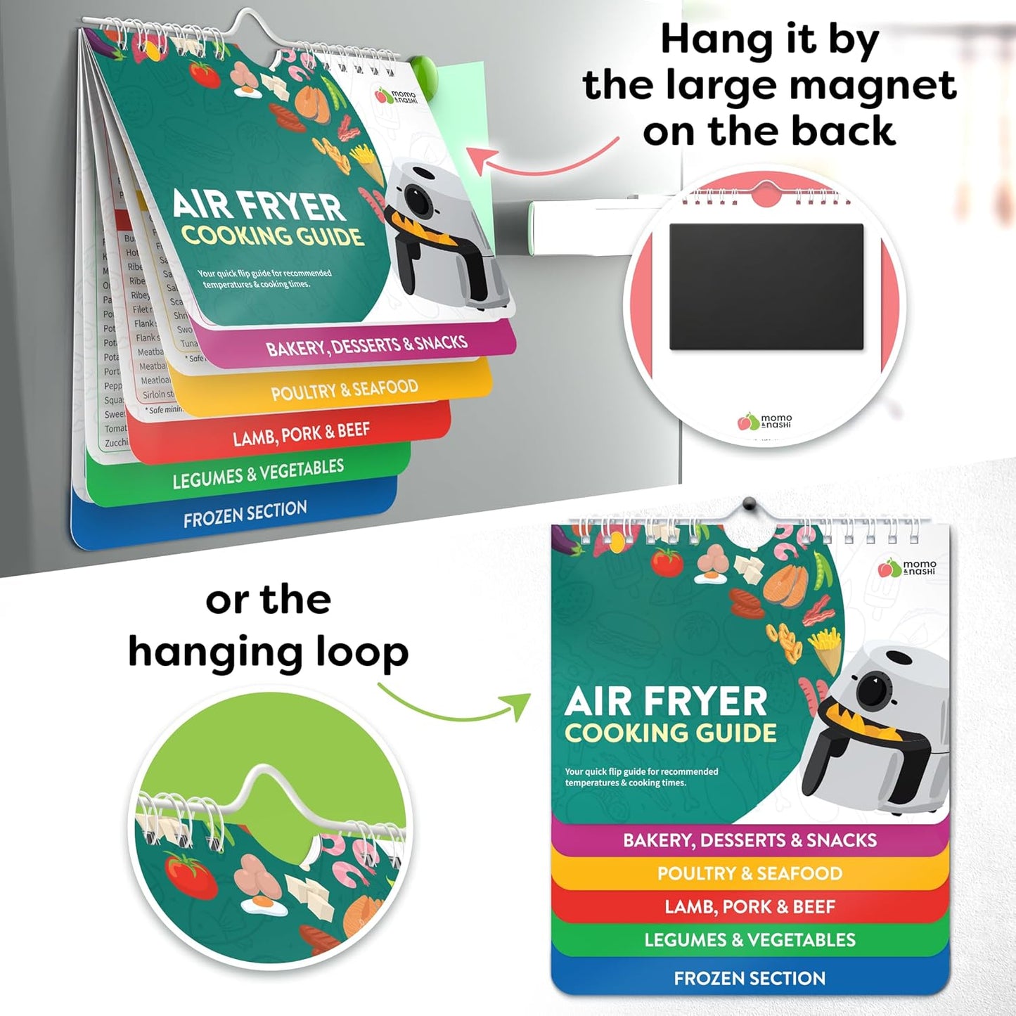 Air Fryer Cheat Sheet Magnets | Essential Cooking Guide for Perfect Meals - Kitchen Gifts for Home Chefs