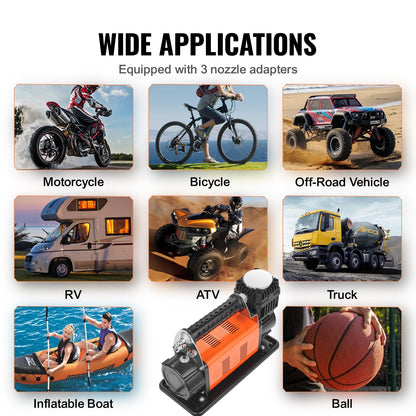 VEVOR 12V Heavy Duty Air Compressor - with Digital Pressure Gauge Tire Inflator Kit, 7.06 CFM Portable Tire Inflator, 150PSI Offroad Air Pump with Adapters for Trucks Car SUV 4 x 4 Vehicle RV
