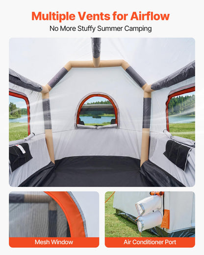VEVOR Inflatable Pickup Truck Tent, 7.2 x 5.4 FT 3-Season Truck Bed Tent with Ventilated Mesh Windows, PU2000mm Waterproof Pickup Camping Tents for Outdoor Hiking Activities - Air Pump Included