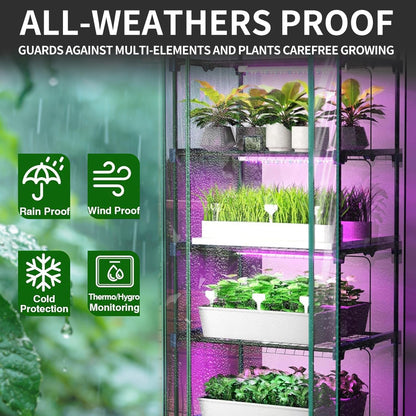 ArtBeek Mini Green House Covers, Portable Plastic Greenhouses with Heavy Duty Transparent PVC with Plant Growing Lights (4_Tier)