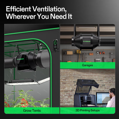 VIVOSUN Smart Air Filtration G4 Kit 4" and S425 2x4 Grow Tent, 48"x24"x60" High Reflective Mylar Grow Tents with Observation Window and Floor Tray for Hydroponics Indoor Plant for VS2000