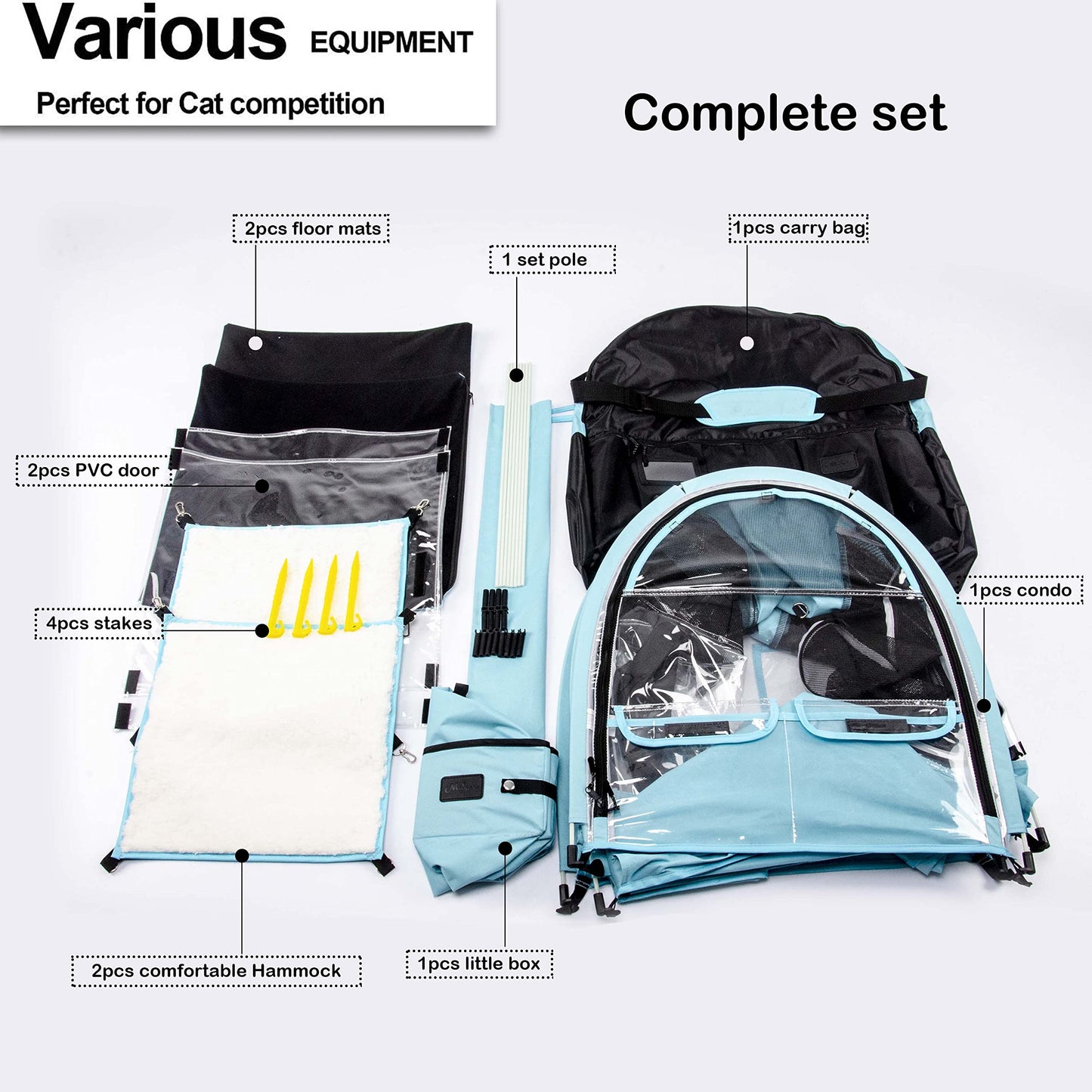 Mispace Portable 2 Pet Carriers for Cats Collapsible Cat Condo for Car Travel Pet Kennel Show Cages with Portable Carry Bag Hammocks Mats and Litter Box