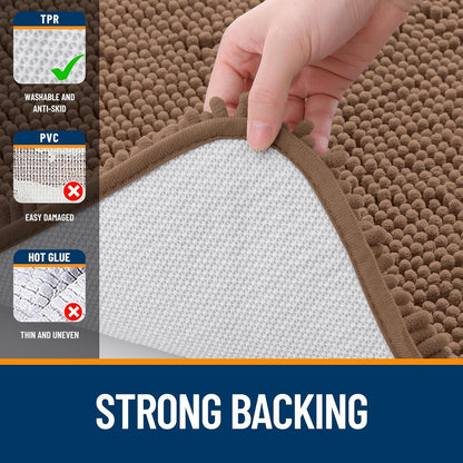 OLANLY Bathroom Runner Rugs - Extra Soft Absorbent Chenille | Quick-Dry Rubber Backing, 44x24 Mocha