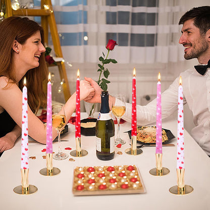 EBaokuup 3 Pcs Valentines Heart Taper Candles-10 Unscented Valentine's Day Taper Candles-Red Taper Candles for Valentine Anniversary Home Table Decoration Wedding Holiday Gift