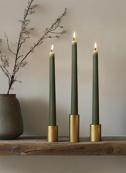 Homeology 6 PK 10" Classic Taper Candles, Dark Moss Green, 7-8 Hours Long Burning, Unscented Tall Candlesticks
