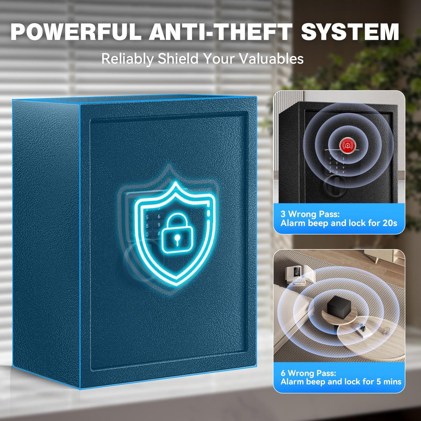 Fdsutvit 2.8 Cu Ft Safe Box For Home Documents -Steel Electronic Digital Safety Box for Office Money Jewelry Valuables, Personal Security Lock Box with Sensor Light, Removable Shelf, Mute Function