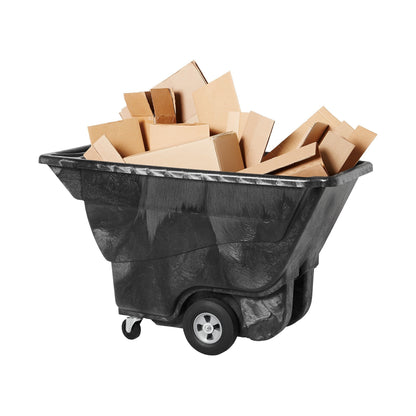 Rubbermaid Commercial Products Tilt Dump Truck/Trash Cart/Garbage Collection/Recycling, 850 lbs 1/2 Cubic Yard Heavy Load Capacity with Wheels, Black, Office/Warehouse/Facility Management