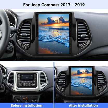 for Jeep Compass Radio 2017 2018 2019, [2+64G] Jeep Compass Car Stereo 9.7 inch Android Touch Screen, Carplay/Android Auto/EQ Audio/1080P/SWC/Bluetooth