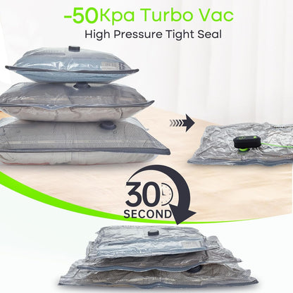 Vacbird Vacuum Bags - Travel Compression Packing Bags with USB Pump | 12 Pack Carry-On Size for Clothes