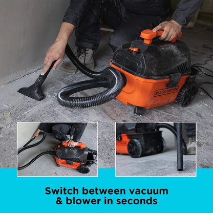 BLACK+DECKER Shop Vacuum Wet and Dry, 4 Gallon 5.0 Peak HP Wet/Dry Vacuum, Quiet Operation with Muffler, Long Reach Cleaning Range & On-Board Storage, Complete Accessory Set, BDXV18905P-4