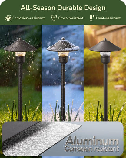 EDISHINE Low Voltage Pathway Lights, 3W 150 LM 3000K 16.5“ Tall LED Landscape Lights, 12V AC/DC 50,000Hrs Waterproof Aluminum Housing Outdoor Landscape Lighting for Path, Yard, Garden