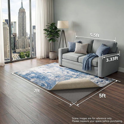 Veken Non-Slip Rug Pad Gripper - 5x7 Ft Thick Dark Grey Mat for Hardwood & Tile Floors