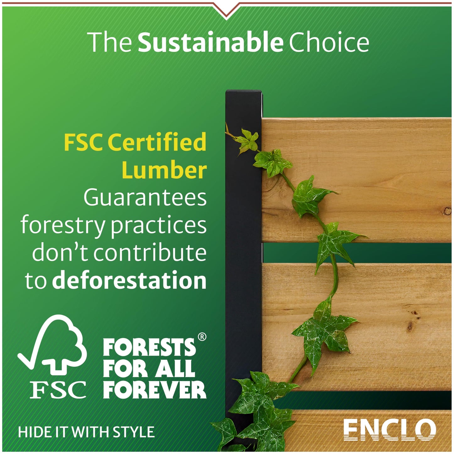 5ft H x 3.2ft W (1 Panel) No Dig Enclo Fairmont Cedar Wood Privacy Screen, Great to Hide Trash Cans, Decorative Patio Screen, Outdoor Privacy Fence Panel, Air Conditioner Barrier, EC18043