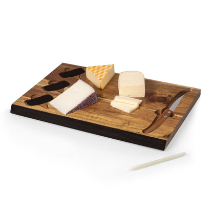 PICNIC TIME NFL Washington Commanders Delio Cheese Board and Knife Set, Charcuterie Board Set, Acacia Wood Cutting Board with Cheese Knife and Markers, (Acacia Wood)