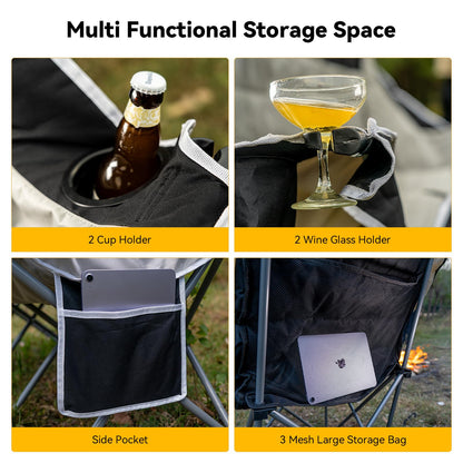 Thallike Double Camping Chair – 2-3 Person Outdoor Folding Sofa with Cup & Wine Glass Holders – Oversized Loveseat Camping Couch for Campfire, RV, Backyard – Supports Up to 1050 lbs