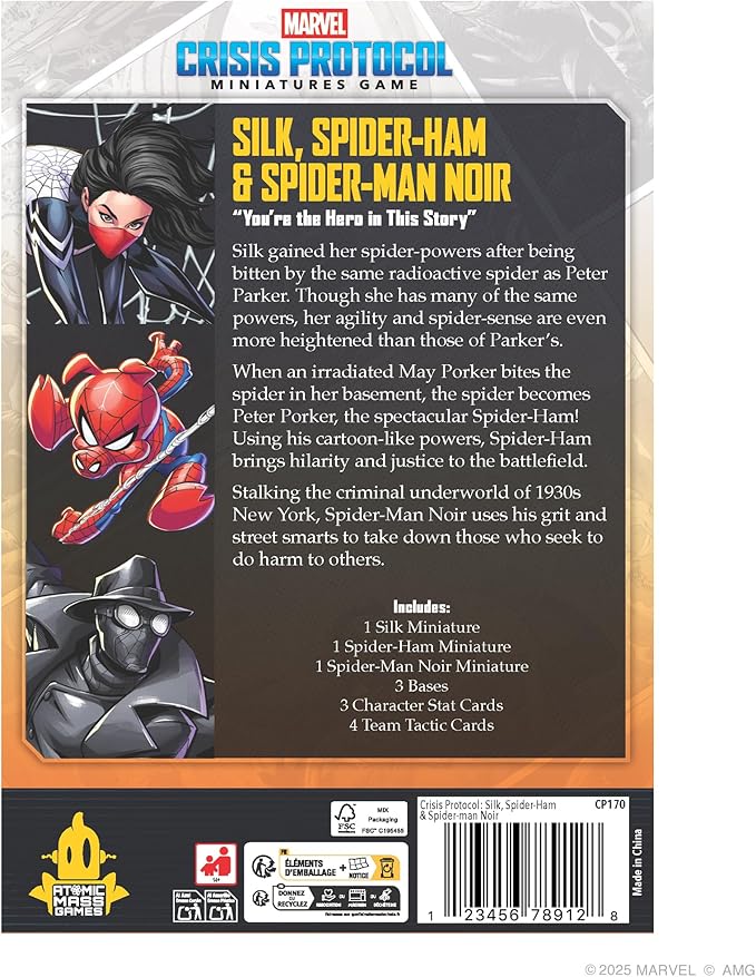 Asmodee Marvel: Crisis Protocol Silk Spider-Ham &amp Spider-Man Noir Character Pack - Tabletop Superhero Game Ages 14+ 2 Players 90 Min Playtime