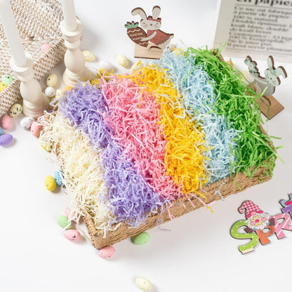 CIPOWM 340g/12oz Easter Grass Shredded Paper Filler 6 Colors Paper Shred Crinkle Raffia Paper Filler for Easter Gift Wrapping Boxes Bags Basket Filling Party Supply(6 Colors)