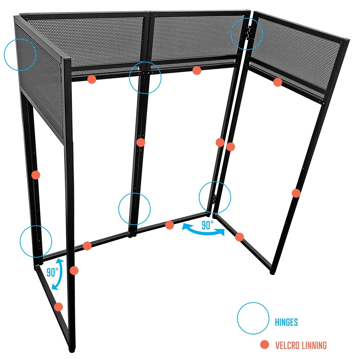 AxcessAbles Portable DJ Facade Booth with Black and White Lighting Scrims, Carry Cases | Standing DJ Table - 40" x 20" | DJ Controller Stand | Recording Mixer Stand | DJ Booth (ES-01)